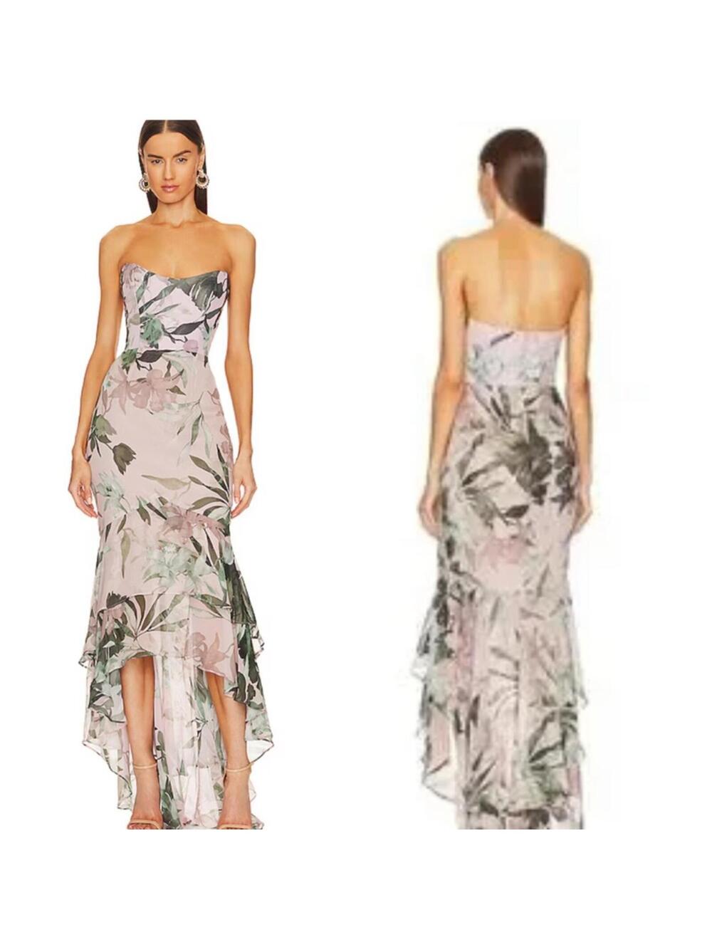 Katie May Charlie Gown floral maxi strapless